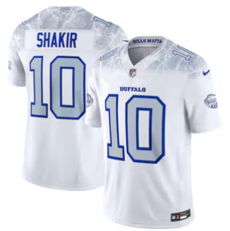 Men 2025 Buffalo Bills 10 Shakir white 5th generation Throwback Nike Limited NFL Jersey style 031